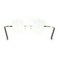 thumbnail image 4 of Die Cut Snow Flake Shape Rimless Retro Round Sunglasses Gold Clear, 4 of 4