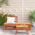 Garden sofa without armrests with footstool wax brown pinewood