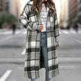 thumbnail image 6 of Sevevn Women Oversized Long Plaid Woolen Shacket Lapel Collar Zip Button Up Long Sleeve Coat Hand Pockets Streetwear Outerwear, 6 of 8