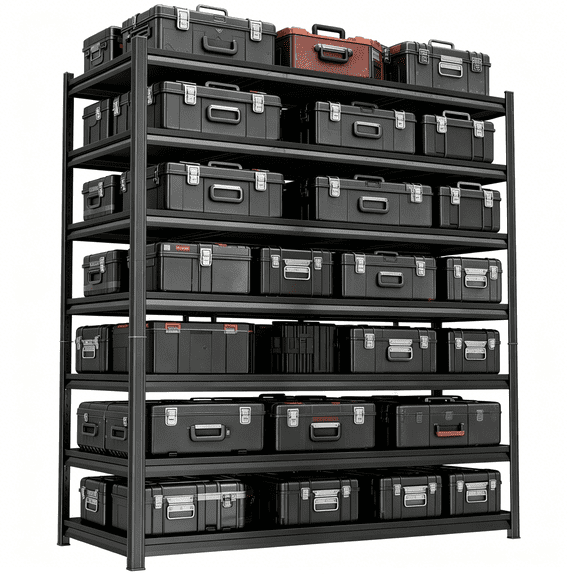 6-Tier Black Home Storage Shelving Unit 45"W x 20"D x 78"H, 3600LBS Adjustable Metal Book Shelf Thickened Columns for Living Room Kitchen Pantry