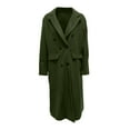 thumbnail image 6 of Women's Fashionable Casual Long Double-Breasted Coat Solid-Colour Woolen Outerwear Jacket for Elegant and Warm Style,Army Green,L, 6 of 6