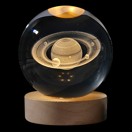 

Christmas Saving Clearance! Sruiluo Aesthetic Room Decor Night Light Crystal Ball Decor Night Lamp USB Power Warm/RGB Glowing Planetary Galaxy Astronaut Gifts for Mom Kids Friends Graduates