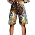 thumbnail image 2 of Women's Casual Pants Flare Denim Shorts For Women Wide Leg Denim Shorts Woman Vintage Floral Print High Waisted Straight Stretch Pants With Pockets,Gold Women's Casual Pants M, 2 of 4