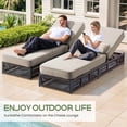 thumbnail image 2 of Giantfurnni Patio Wicker Chaise Lounges Set of 2, Outdoor Cushioned Reclining Lounger Chairs with Adjustable Backrest for Poolside Porch Deck, Beige, 2 of 9