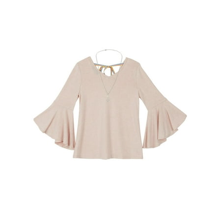 Girl's Fairy Tale Tie-Back Bell-Sleeve Top