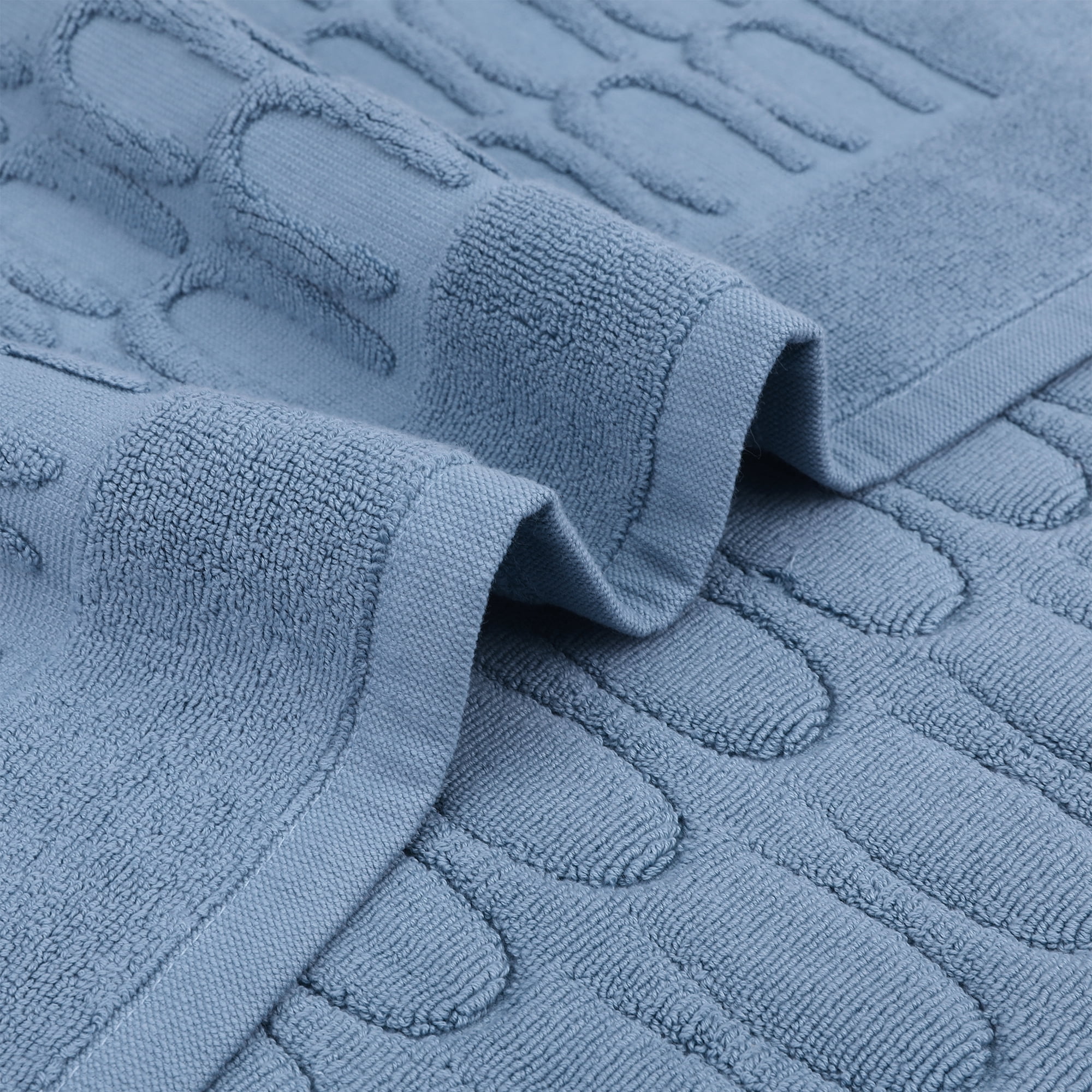 Unique Bargains Washable Textured Cotton Bath Rug Water Absorbent Mat Blue 20" x 32"