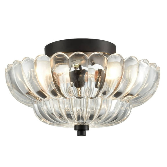 Art Decor Semi Flush Mount Ceiling Light Ribbed Glass Ceiling Light Fixture