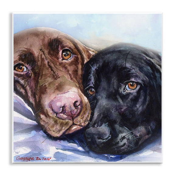 Stupell Industries Victorian Labradors Dog Pet Animal Watercolor Wall Plaque Art, 12 x 12, by George Dyachenko