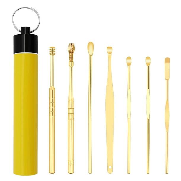 Limpieza de oídos, eliminación de cerumen, 6 piezas de acero inoxidable, herramienta para pulir oídos, almacenamiento, juego portátil de pulir oídos, champú blanqueador