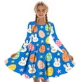 thumbnail image 6 of Xdegoge Happy Easter Dress for Kids Girls Cute Bunny Egg Basket Printed Tween Sundress Knee Length A Line Long Sleeve Spring Holiday Festival Outfit Casual School Party Wear for Teen, 6 of 7