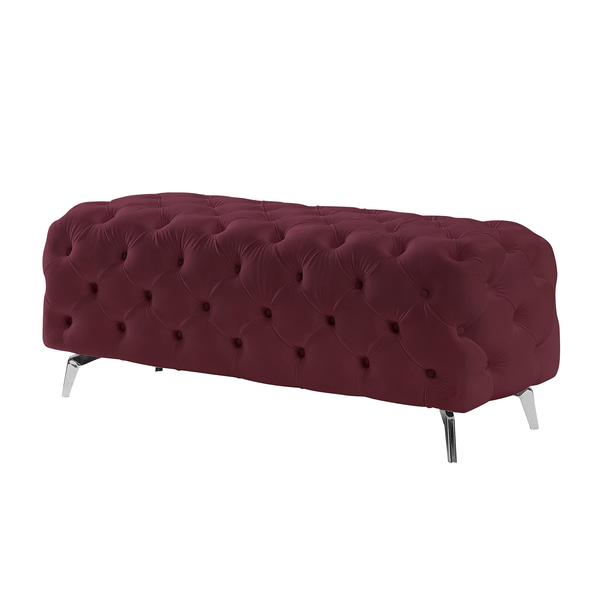 Kepooman 51 Inches Modern Velvet Bedroom Bench, Button-Tufted Upholstered Ottoman End of Bed Bench for Entryway Living Room Bedroom, Red Kepooman 51 Inches Modern Velvet Bedroom Bench, Button-Tufted Upholstered Ottoman End of Bed Bench for Entryway Living Room Bedroom, Red