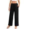 thumbnail image 2 of ClodeEU Women's Elastic Waist Straight Leg Pants, Loose Soft Comfortable Lounge Pants Black,Womens Plus XL, 2 of 6