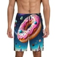 thumbnail image 3 of Lsque Starry Sky Pine Tree Donut Mens Sleep Pajama Shorts,Short Pajama Pants, Cotton Ultra-Soft Knit-Large, 3 of 9