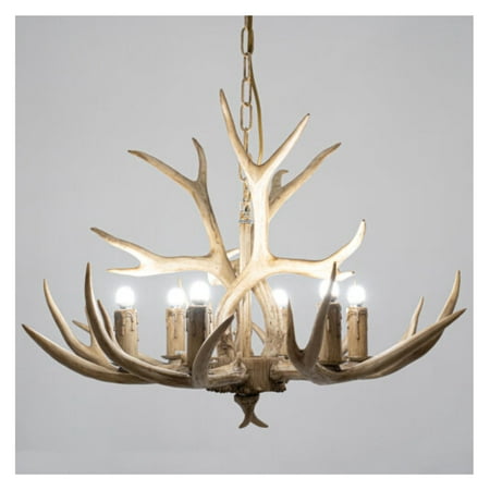

‎StudyliRestaurant Vintage Resin Deer Horn Antler Rustic Chandelier Ceiling Pendant Lamp