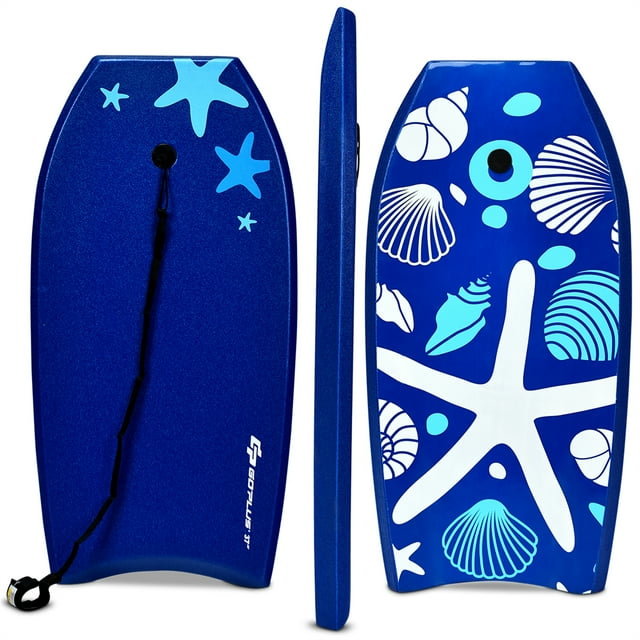 Tabla de Natación Costway Bodyboard 104X52X6cm tabla de Bodyboard con correa de seguridad color Azul marino