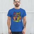 thumbnail image 3 of Tee Hunt Stare of The Wolf T-Shirt Dean Russo Colorful Neon Animal Men's Tee, Blue, Medium, 3 of 5