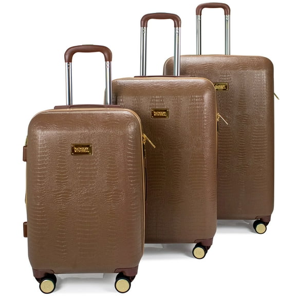 Badgley Mischka Unisex 3-Piece Expandable Luggage Set, Brown