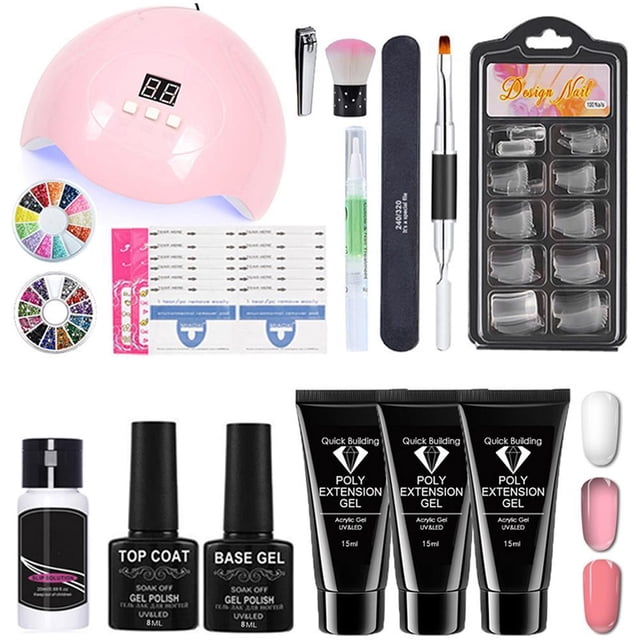Kit para principiantes de esmaltes y extensiones, kit completo de manicura y decoración de uñas en gel
