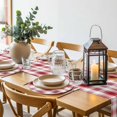 thumbnail image 6 of Red Checkered Round 13 Inch Placemats Set of 6, Red White Plaid Farmhouse HeatResistant Non Slip Place Mats for Dining Table, Wipeable Braided Kitchen Table Mats for Housewarming, 6 of 9