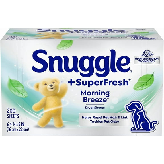 SuperFresh Fabric Softener Dryer Sheets, 200 Count, Morning Breeze, Long-Lasting Fresh & Clean Scent, Tackles Pet Odor, Helps Repel Pet Hair, Reduces Static & Fights Wrinkles, HE Safe
