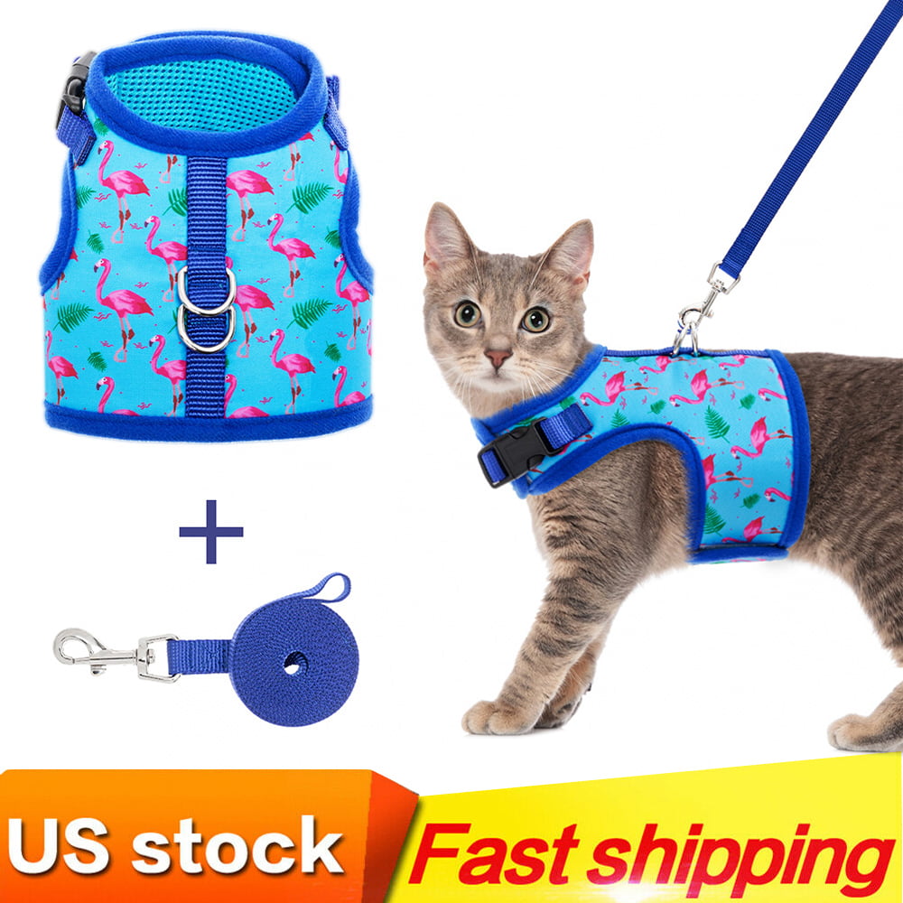 Adjustable Soft Mesh Comfort Fit for Pet or Puppy Dog Rabbit BEIJIA Escape Proof Cat Vest Harness with Leash