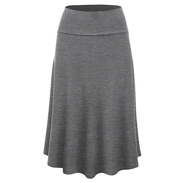 Beautiful Comfortable Skirt Skirts Flattering Flattering Midi Skirt Sexy women midi short Design Pleated Black Skirt Flattering grey XL Walmart