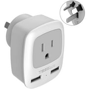 Australia China Power Plug Adapter, TESSAN AU Travel Adapter 3 in 1 US Grounded Outlet with 2 USB Ports for USA to New Zealand Fiji Argentina (Type I)