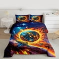 thumbnail image 2 of Homewish Retro Aircraft Airplane Queen Comforter Set,Galaxy Planet Pattern Bedding Sets,Universe Theme Bedding Comforter Set For Boys Kids,Super Cozy Room Decor Reversible,3 Pieces, 2 of 8