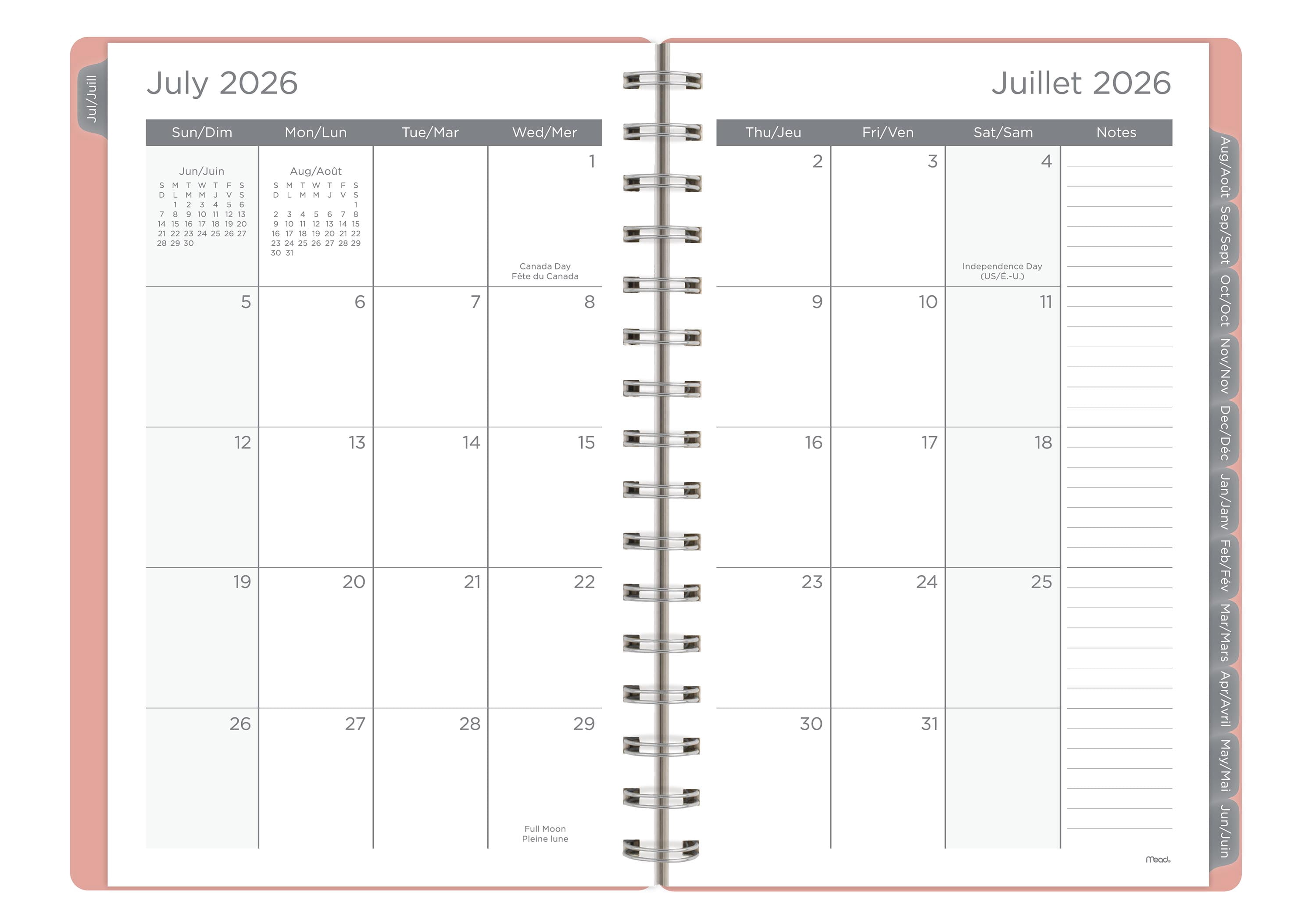 2026-2027 Mead Magic Planets Pink Small Weekly and Monthly Academic Year Planner