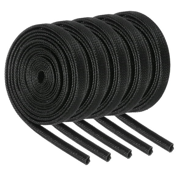 Uxcell 5Pcs Wire Insulation Braid  Fire Sleeve,5.28Ft-1.5mm ID Black, High Temp Silicone Coated Fiberglass Sleeving