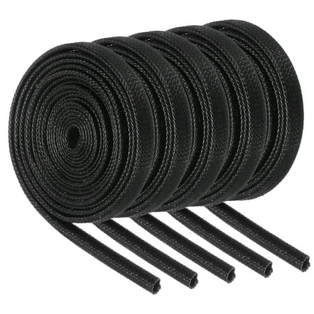 Uxcell 5Pcs Wire Insulation Braid Fire Sleeve 5.28Ft-1.5mm ID Black High Temp Silicone Coated Fiberglass Sleeving