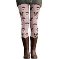 thumbnail image 6 of Gyexs Womens Christmas Leggings Lined Tights Soft Stretchable Pajamas Pants High Waisted Funny Legging Winter Clothing #02 Pink & Size M, 6 of 7