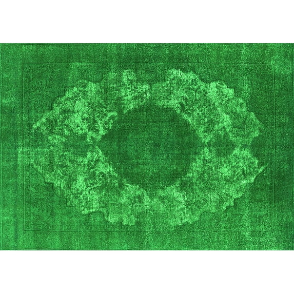 Ahgly Company Indoor Rectangle Oriental Green Industrial Area Rugs, 7' x 9'