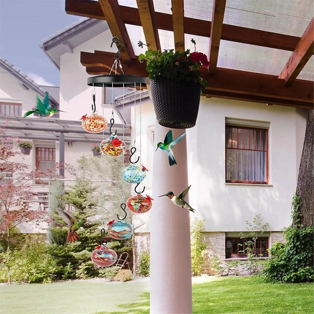 Life Charming Wind Chimes Comederos para pájaros para colgar al aire libre a prueba de hormigas y abejas, nunca gotea C