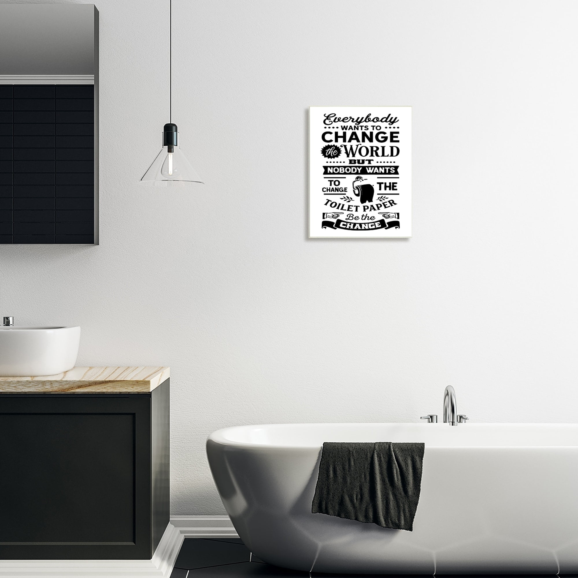 Stupell Industries Be The Change Funny Toilet Paper Vintage Washroom Graphic Art Unframed Art Print Wall Art, Design by Lettered and Lined