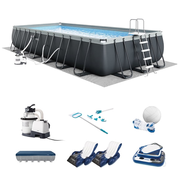 INTEX 24ft x 12ft x 52in Ultra XTR Above Ground Pool, Floats (2 Pack), & Inflatable Cooler