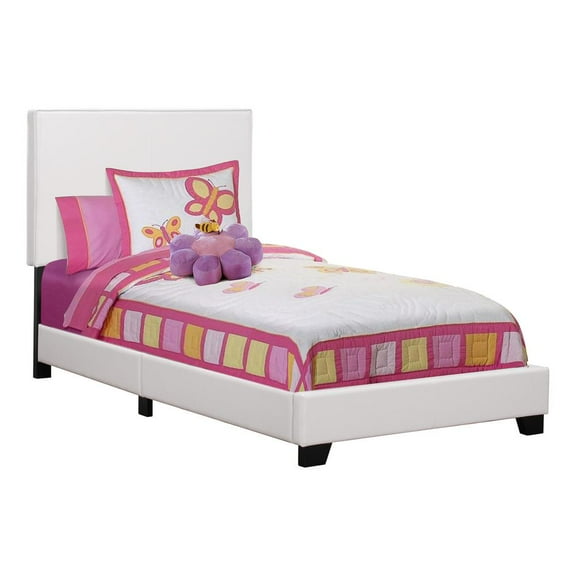 Monarch Bed Twin Size/White Leather Look