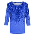 CFLVAEK Womens Glitter Print Shirts Plus Size 3/4 Sleeve Round Neck T