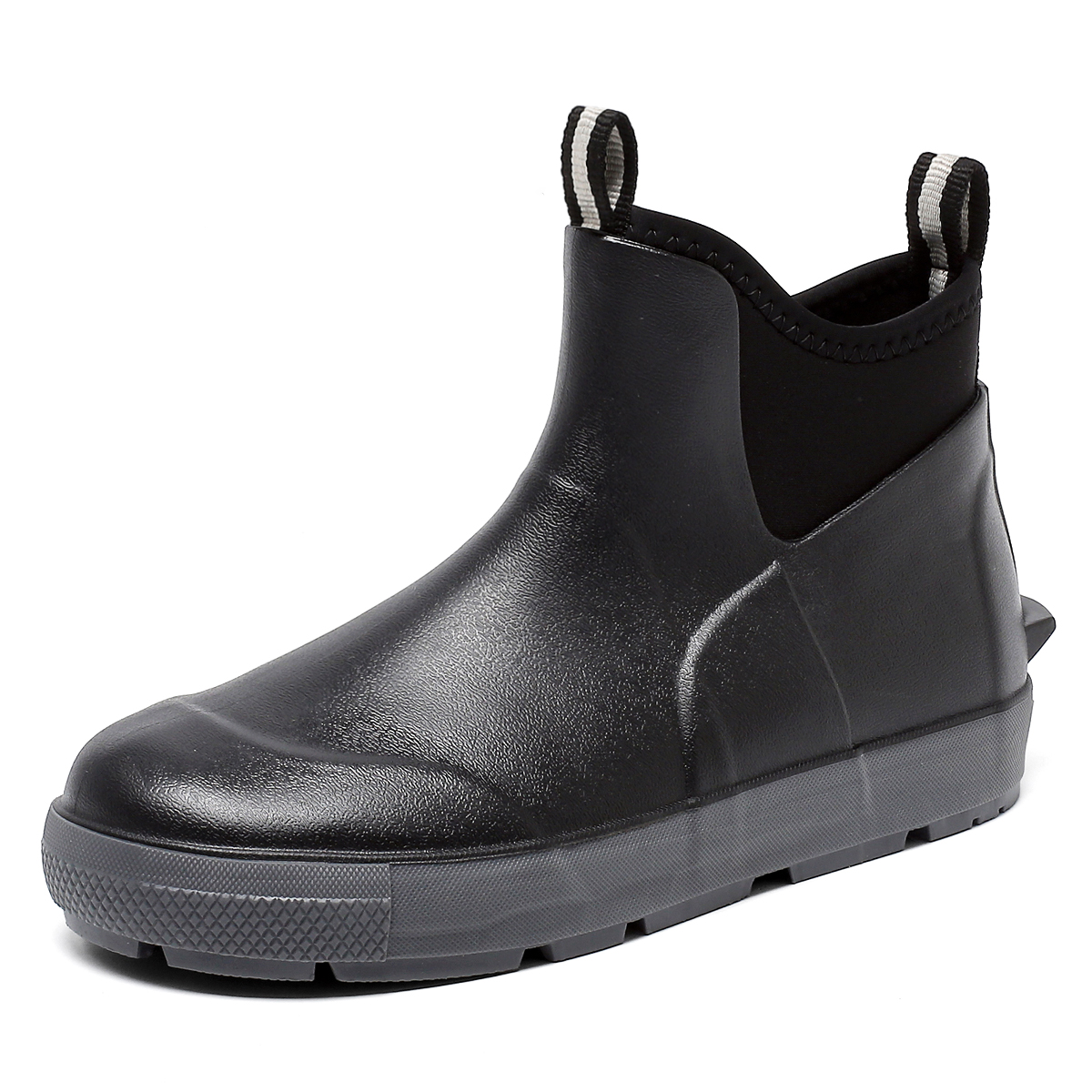 Lcamaw Men's Deck Boots, Waterproof Ankle Rain Boots with Anti-Slip Traction, Rubber Garden & Fishing Boots for Boating, Camping, Farming & Outdoor Work