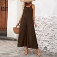 thumbnail image 7 of JULMCOMO Jumpsuits for Women Scoop Neck Adjustable Spaghetti Strap Loose Fit Summer Romper Low Back Sleeveless Wide Leg Flowy Jumpsuits Coffee XL, 7 of 7