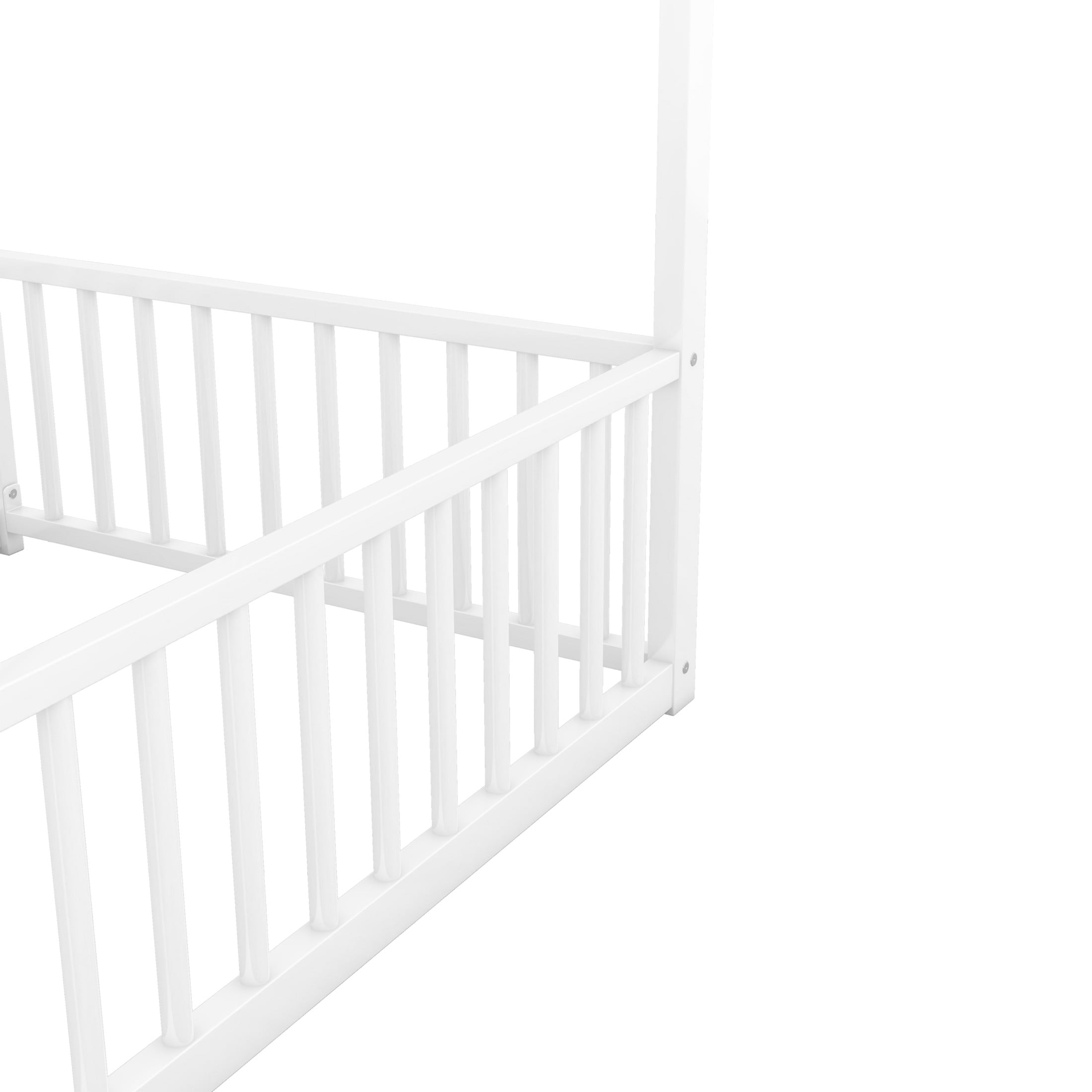 Noble House Twin Shared Metal House Bed, 2-in-1 Side-by-Side Platform Frame, Space Saving Design for Twins, White