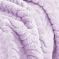 thumbnail image 4 of Exclusivo Mezcla Large Flannel Fleece Throw Blanket, Jacquard Weave Wave Pattern Blanket (50" x 70", Light Purple), 4 of 10