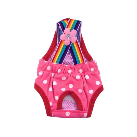 UDIYO Female Dog Diaper Cute Comfortable Washable Polka Dot Striped Sanitary Diaper Pet Physiological Pants for Home