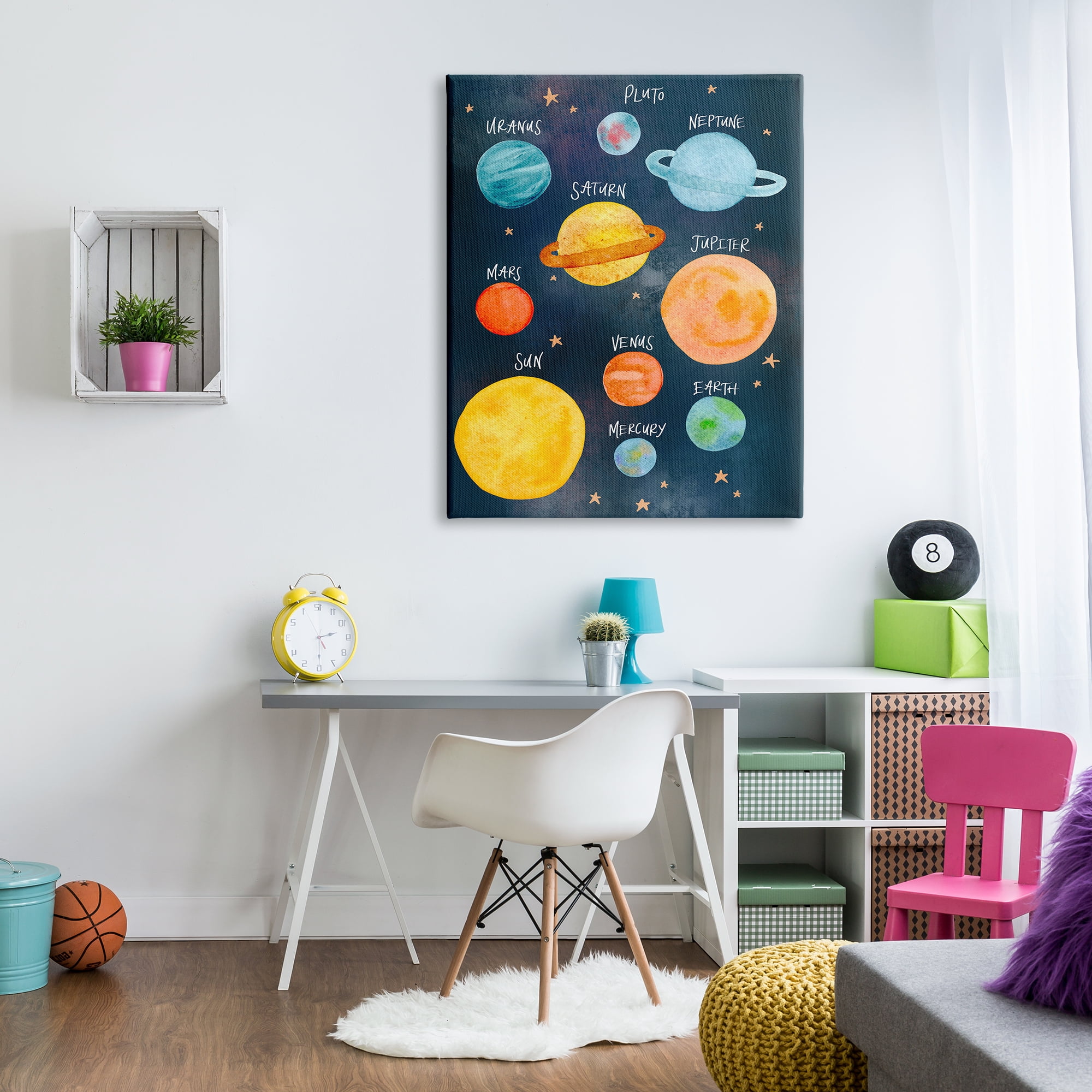 Stupell Indtries Solar System Planet Clter Watercolor Milky Way Galaxy,36 x 48,Design by Amanda Hoton