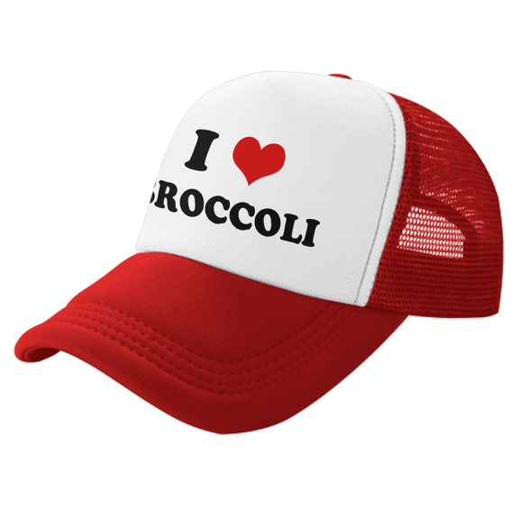 I Heart Broccoli Love Food Funny Trucker Hat Baseball Cap Unisex Red