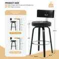 thumbnail image 3 of 29"Swivel Counter Height Bar Stools Set of 2, Upholstered Modern Faux Leather Barstools with Back&Walnut Wood Legs Counter Stools with Footrestfor Kitchen Island, Black, 3 of 10