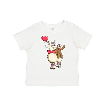 

Inktastic Valentine Pals Fun Sloth and Llama with Heart Balloon Gift Toddler Boy or Toddler Girl T-Shirt