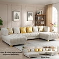 thumbnail image 2 of Marigold Cream Velvet U-Shaped Double Chaise Sectional Sofa Gold or Silver Legs, 2 of 9