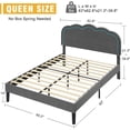thumbnail image 2 of VECELO LED Bed Frame, Queen Size Upholstered Platform Bed Frame with Adjustable Charging Station Headboard, No Box Spring Needed, Easy Assembly, Gray, 2 of 9