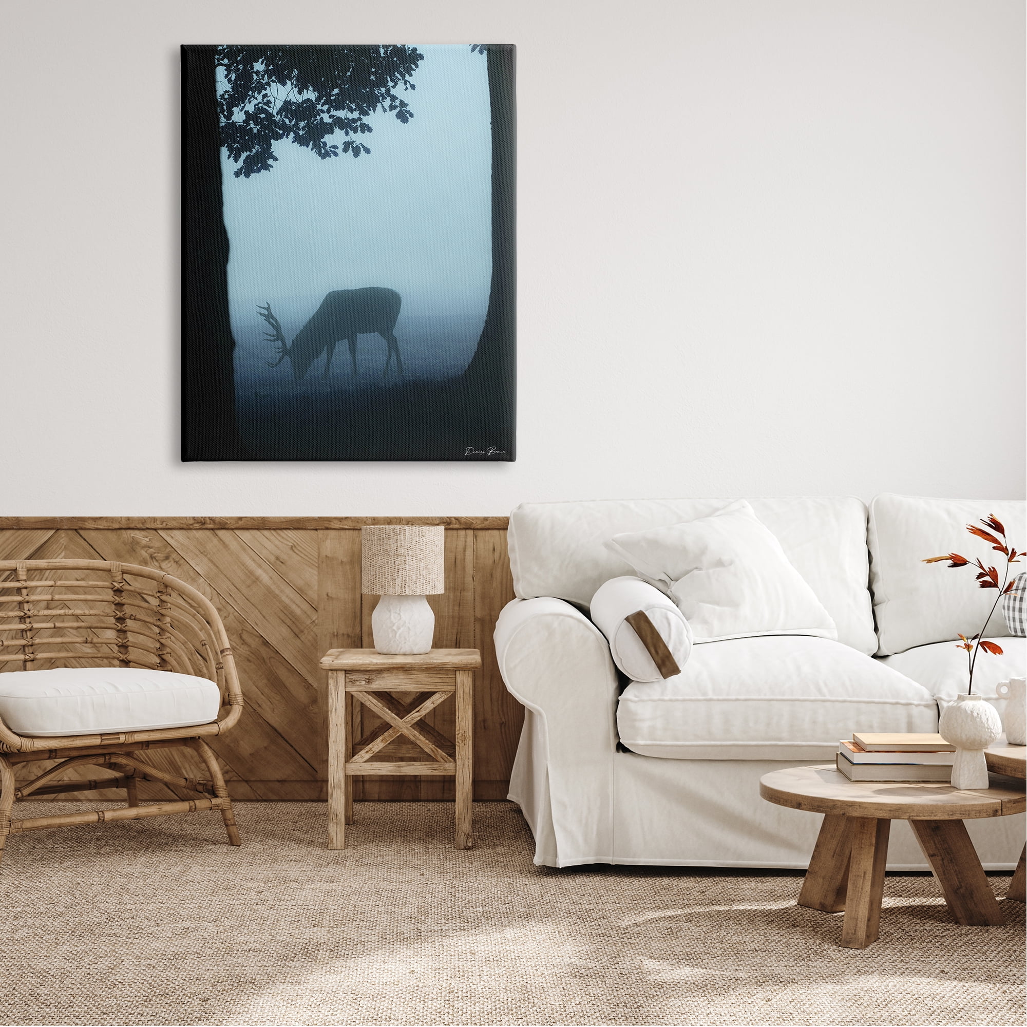 Stupell Industries Deer Silhouette Between Trees Foggy Forest Wildlife Canvas Wall Art, 36 x 48, Design by Denise Brown